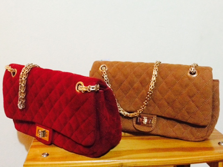 Camel & Maroon quilted bag